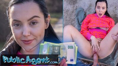 Public Agent - Young Spanish brunette with pert tits seduced in public into outdoor blowjob and sex
